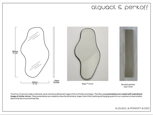 Bespoke Bapa™ Mirror Brushed Stainless Steel Frame Finish (800 x 450 x 24mm)