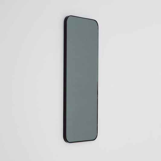 In Stock Quadris™ Rectangular Black Tinted Contemporary Mirror with Black Frame
