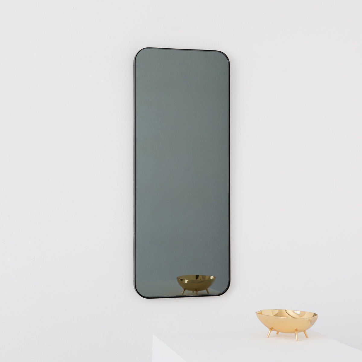 In Stock Quadris™ Rectangular Black Tinted Contemporary Mirror with Black Frame