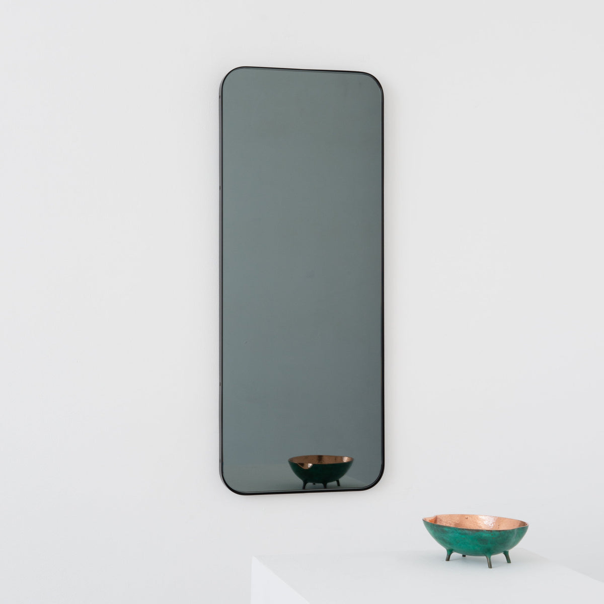 In Stock Quadris™ Rectangular Black Tinted Contemporary Mirror with Black Frame
