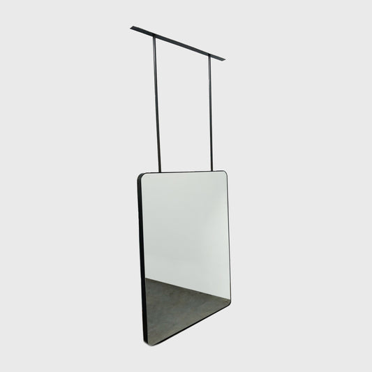 Quadris™ Suspended Rectangular Mirror with Minimalist Blackened Stainless Steel Frame