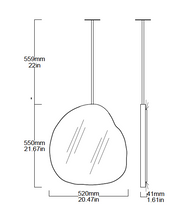 Bespoke Suspended Ergon™ Organic Shape Mirror Blackened Stainless Steel Frame 1 rod Back Illumination (550 x 520 x 30 x 41mm)