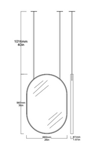 Set of 2 Bespoke Suspended Capsula™ Mirrors Matte Black Frame RAL 9005 and Front Illumination 2 Rods (965 x 660 x 41mm)       