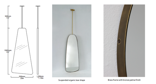 Bespoke Suspended Organic Shape Brass Bronze Patina Frame Minimalist Frame 1 Rod(1066 x 508 x 30mm)