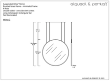 Set of 2 Bespoke Suspended Orbis Mirrors Brushed Brass Frame Diam 914 and Diam 1219