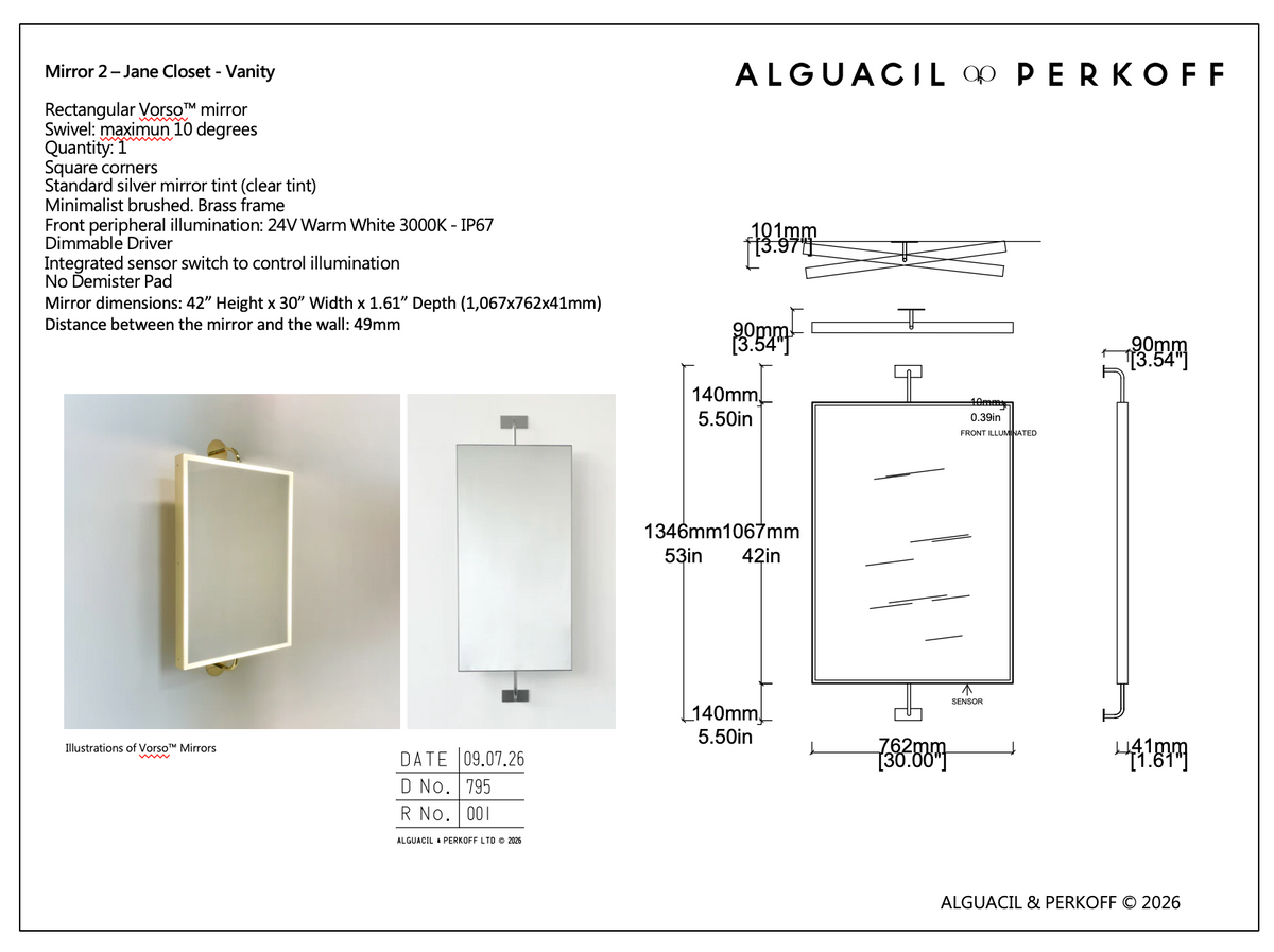 Set of 6 Bespoke Mirrors Quadris™ Rectangular Wall Mounted and Quadris™ Rectangular Vorso™