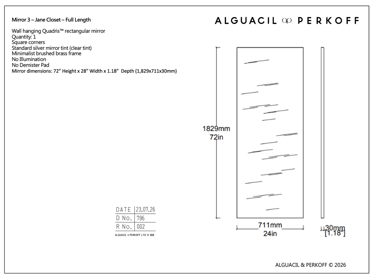 Set of 6 Bespoke Mirrors Quadris™ Rectangular Wall Mounted and Quadris™ Rectangular Vorso™