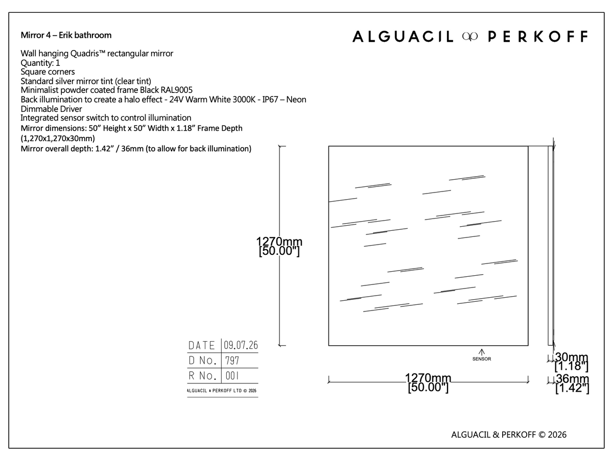 Set of 6 Bespoke Mirrors Quadris™ Rectangular Wall Mounted and Quadris™ Rectangular Vorso™