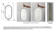 Set of 2 Bespoke Suspended Capsula™ Mirrors Brushed Stainless Steel Frame Front Illumination (970 x 480 x 41)