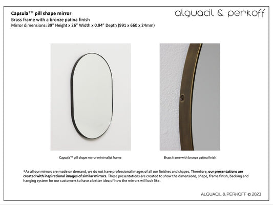 Bespoke Capsula™ Mirror Brass Frame with a Bronze Patina Finish Depth (991 x 660 x 24mm)