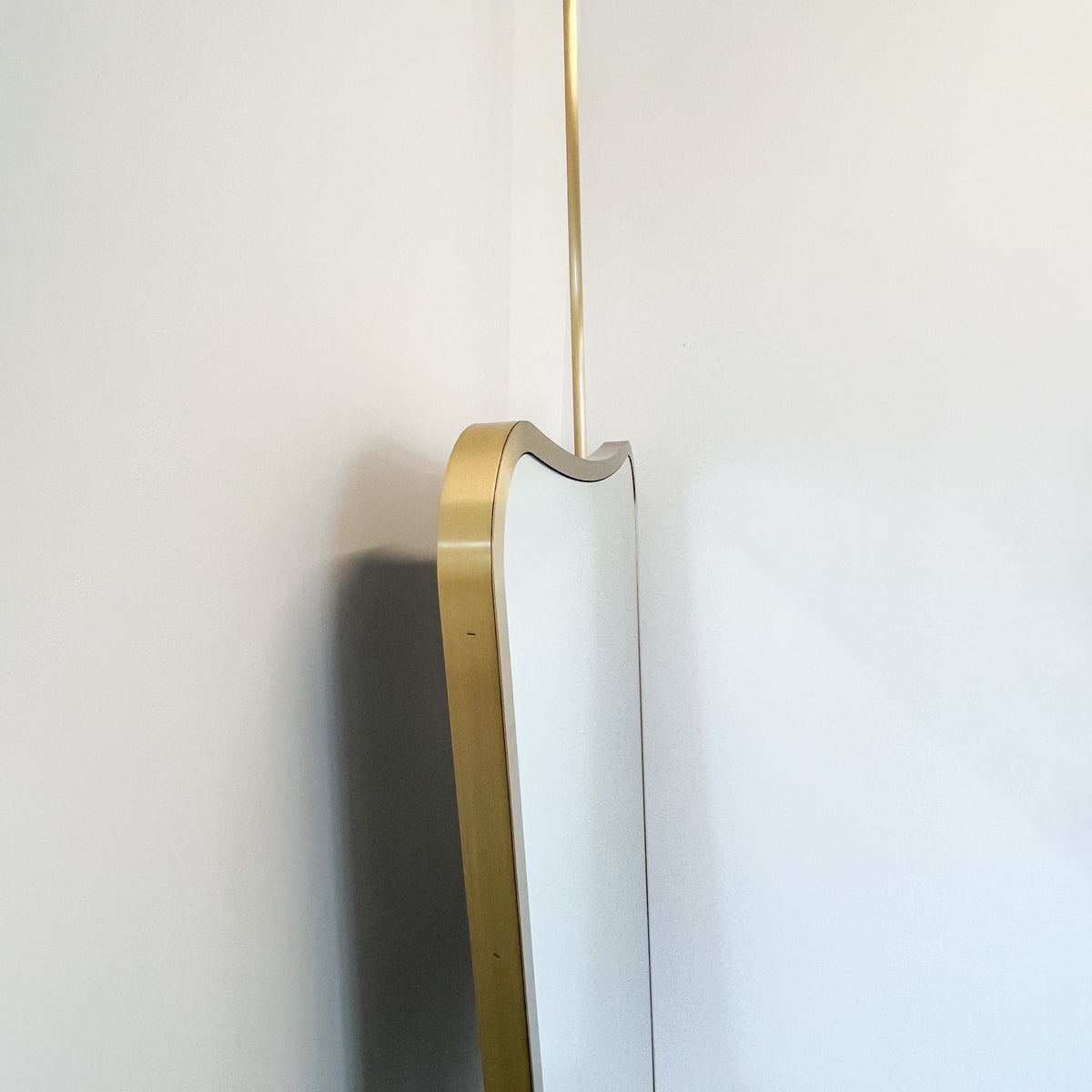 Countertop to Ceiling Suspended Mirror with Brass Frame