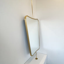 Countertop to Ceiling Suspended Mirror with Brass Frame