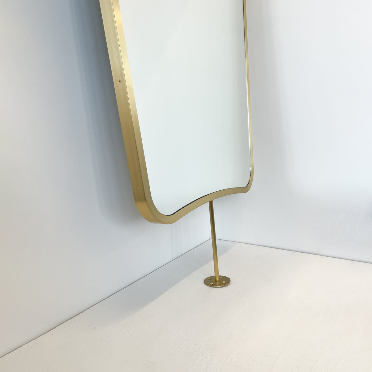 Countertop to Ceiling Suspended Mirror with Brass Frame