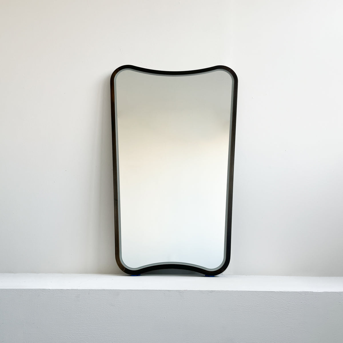 Mid-century inspired Wall Mirror with Front Illumination and Bronze Patina Frame - Vintage N.2