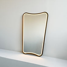 Mid-century inspired Wall Mirror with Front Illumination and Bronze Patina Frame
