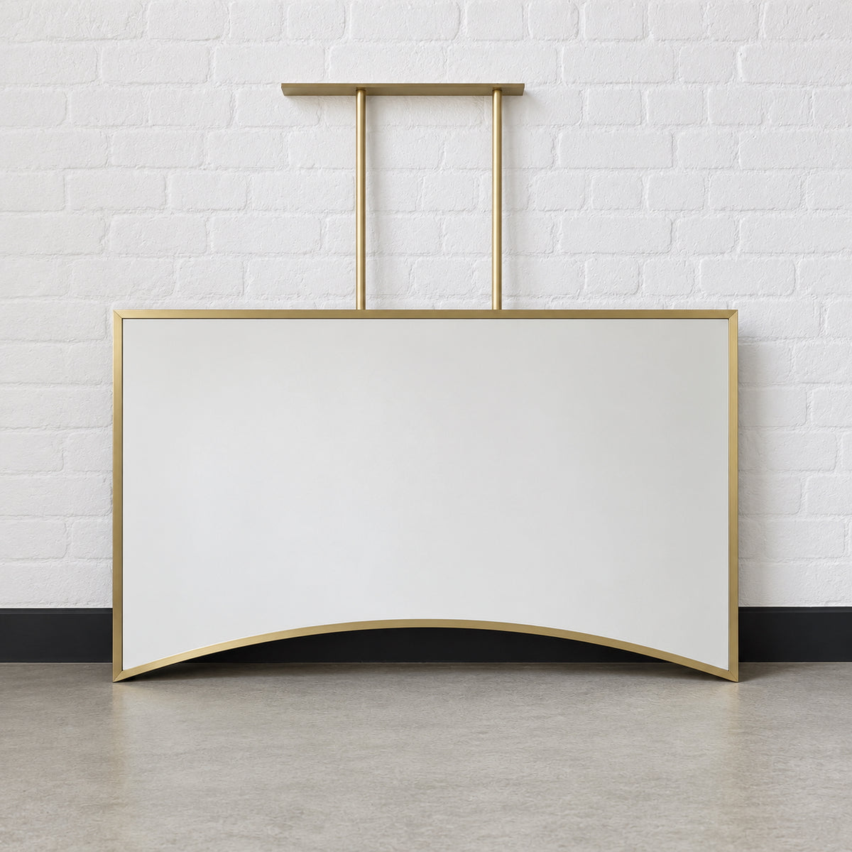Ceiling Suspended Irregular shaped Mirror with Brushed Brass Full Frame