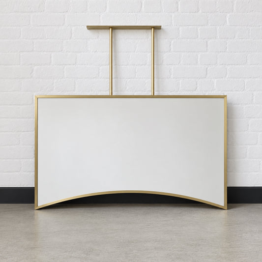 Ceiling Suspended Irregular shaped Mirror with Brushed Brass Full Frame