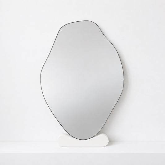Freeform Organic Mirror with Minimalist Bronze Patina Frame - B