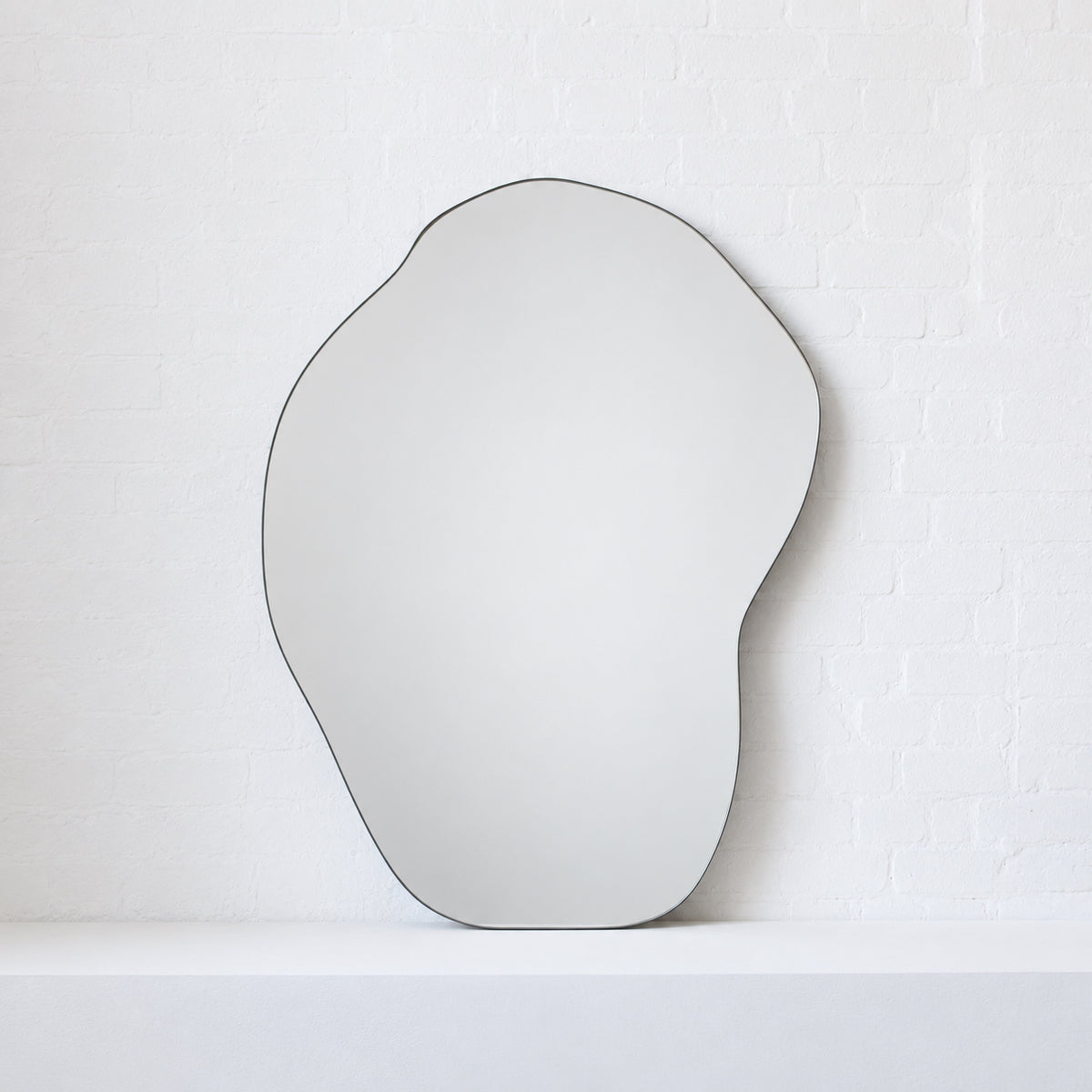Freeform Organic Mirror with Handcrafted Bronze Patina Frame - C