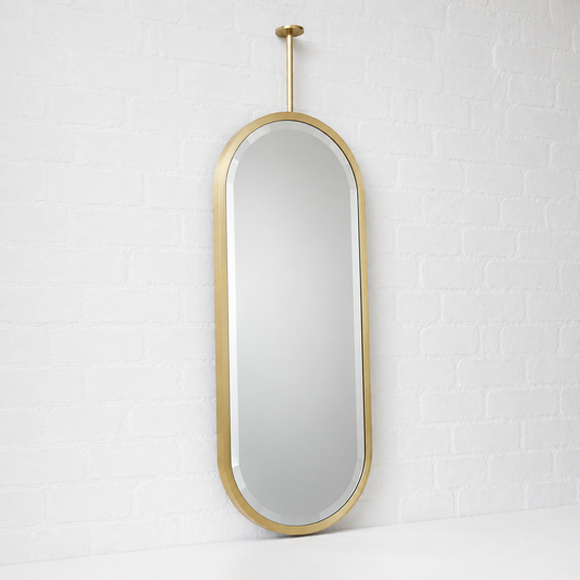 Modern Capsula™ Ceiling Suspended Bevelled Mirror with Brass Full Frame