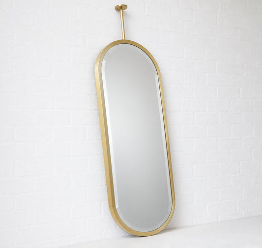 Modern Capsula™ Ceiling Suspended Bevelled Mirror with Brass Full Frame