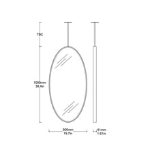 Ovalis™ Illuminated Ceiling Hanging Contemporary Oval Mirror with a Brass Frame, Customisable