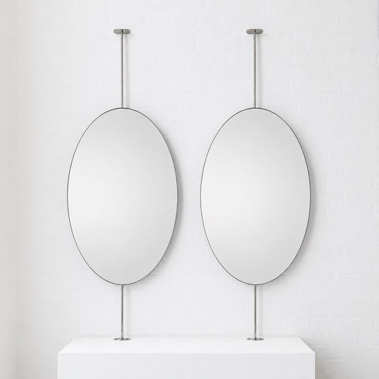 Set of 2 Ovalis™ Countertop-to-Ceiling Mirrors with Nickel-Plated Frame