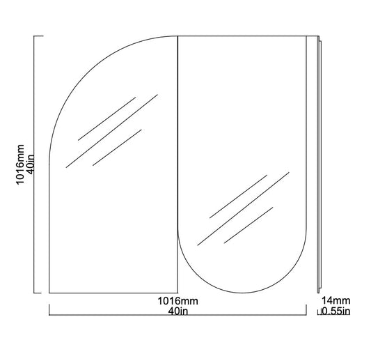 Bespoke organic mirror Standard silver mirror tint (clear tint) (1016 x 1016 x 6 x 14mm)