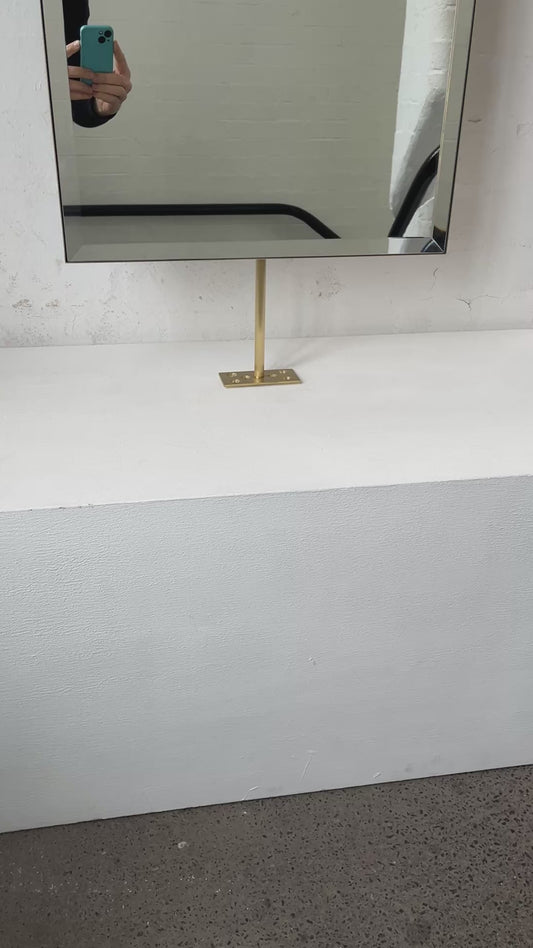Quadris™ Countertop to Ceiling Rectangular Bevelled Mirror with Brass Frame