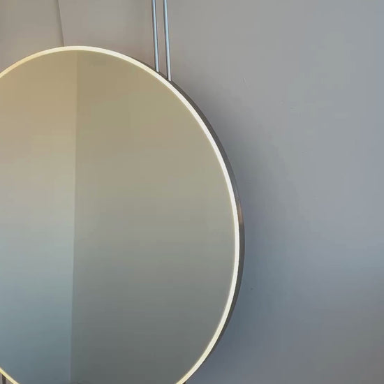 Countertop to Ceiling Round Mirror with Front Illumination