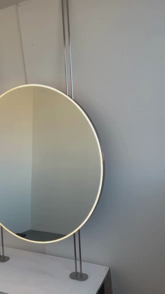 Countertop to Ceiling Round Mirror with Front Illumination