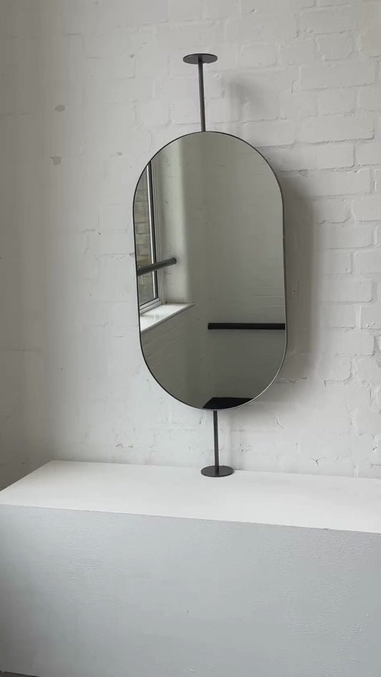 Countertop-to-Ceiling Capsula™ Mirror with Bronze Patina Brass Frame