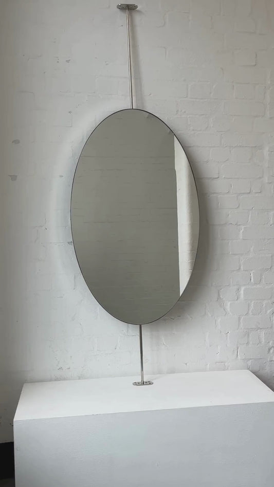 Contemporary Ovalis™ Countertop to Ceiling Attached Mirror with Nickel Plated Frame