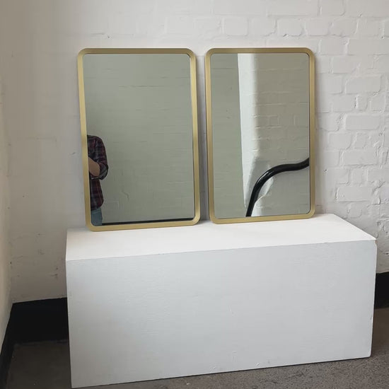 Alguacil & Perkoff Rectangular Wall Mirror with Contemporary Solid Brass Frame