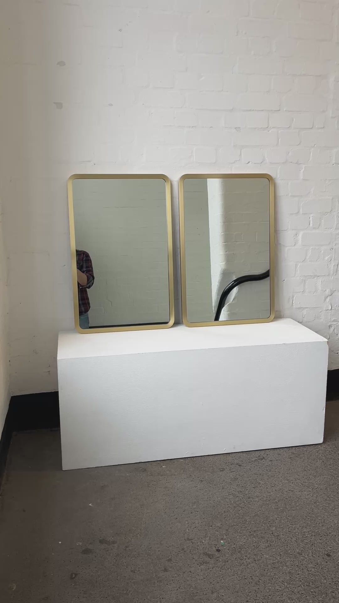 Alguacil & Perkoff Rectangular Wall Mirror with Contemporary Solid Brass Frame