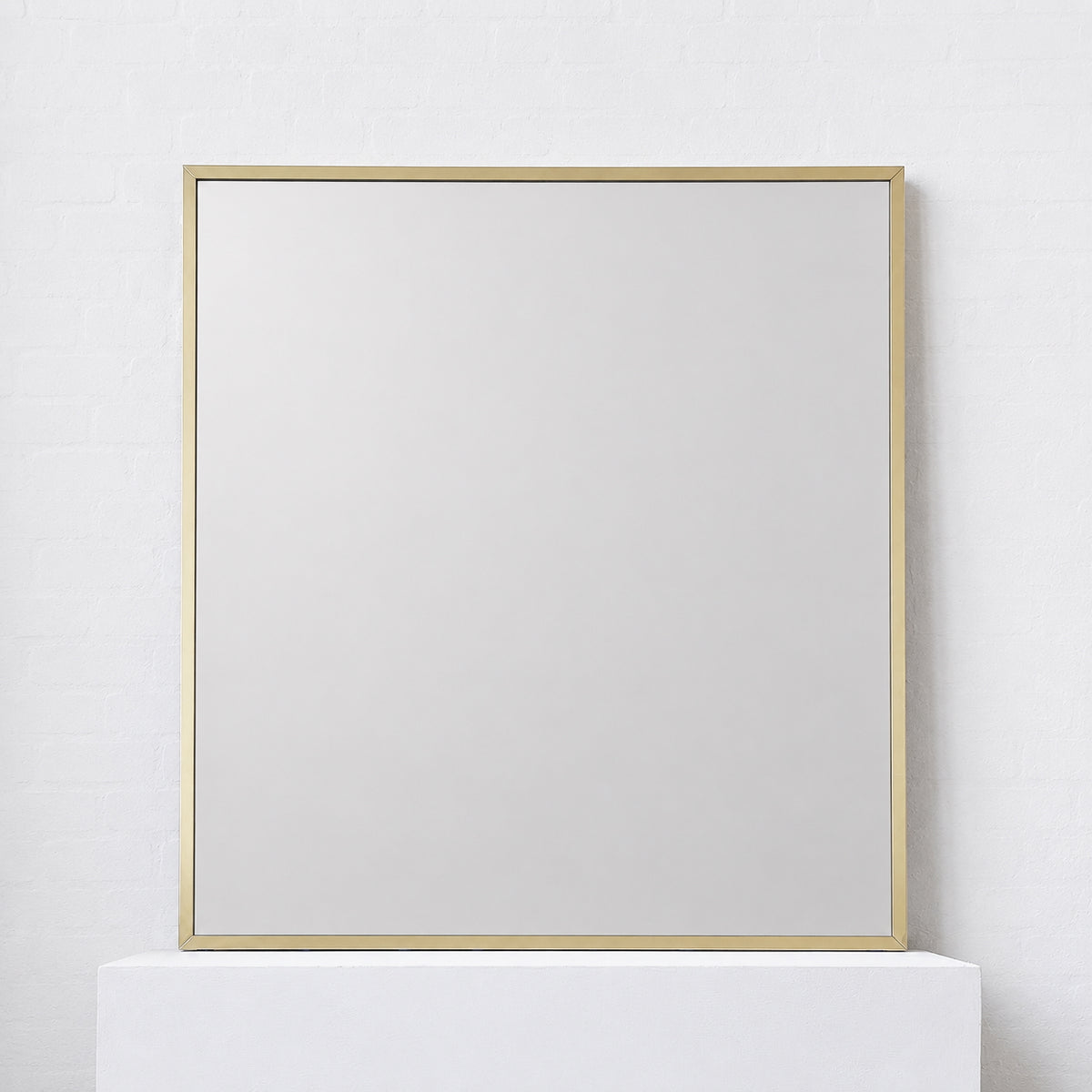 Oversized Quadris™ Rectangular Contemporary Mirror with Brass Full Frame