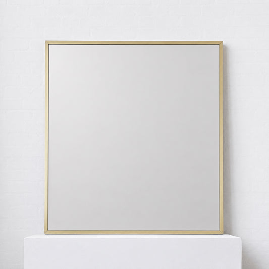 Oversized Quadris™ Rectangular Contemporary Mirror with Brass Full Frame