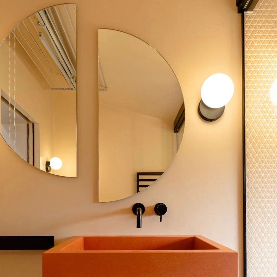 Set of 2 Luna™ Round Half-Moon Modern Frameless Mirrors with a Floating Effect