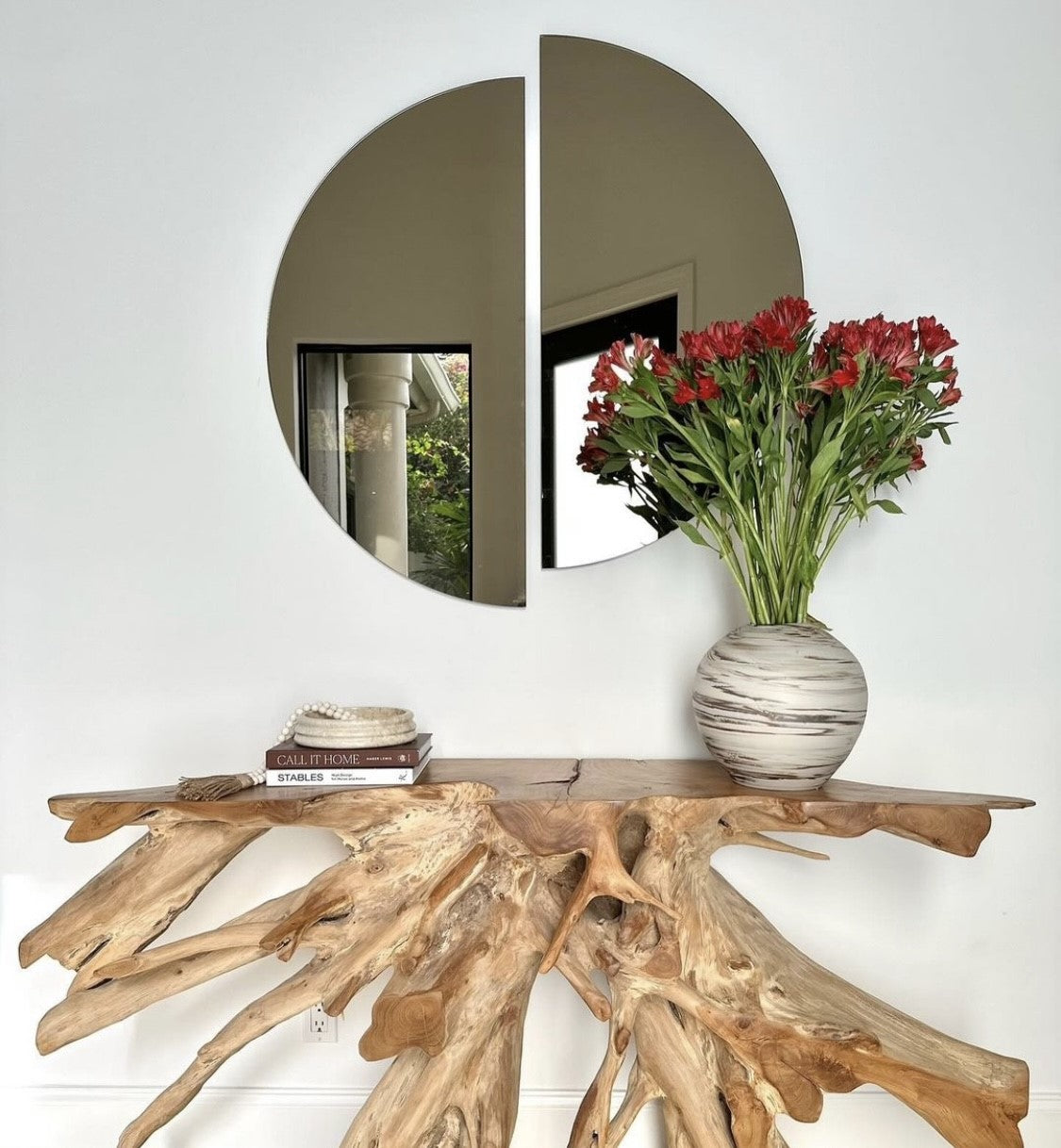 Set of 2 Luna™ Round Half-Moon Bronze Tinted Minimalist Frameless Mirrors