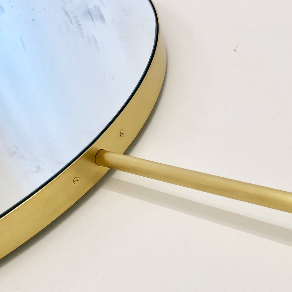 Arcus™ Suspended Arch shaped Bathroom Modern Mirror with a Brushed Brass Frame