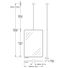 Quadris™ Ceiling Suspended Rectangular Bathroom Mirror with Brass Frame, Customisable