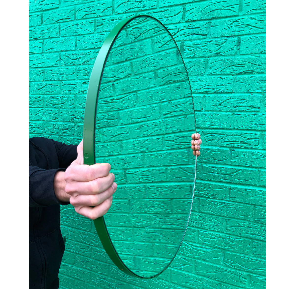 Orbis™ Modern Round Mirror with Green Frame