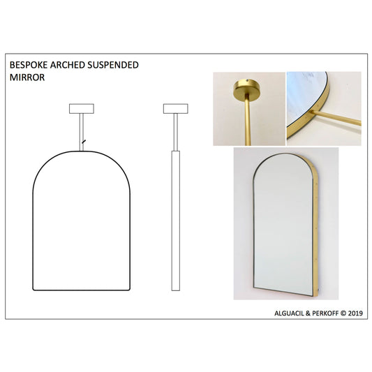 Arcus™ Suspended Arch shaped Bathroom Modern Mirror with a Brushed Brass Frame
