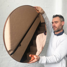 Orbis™ Rose gold Tinted Modern Round Mirror with a Copper Frame