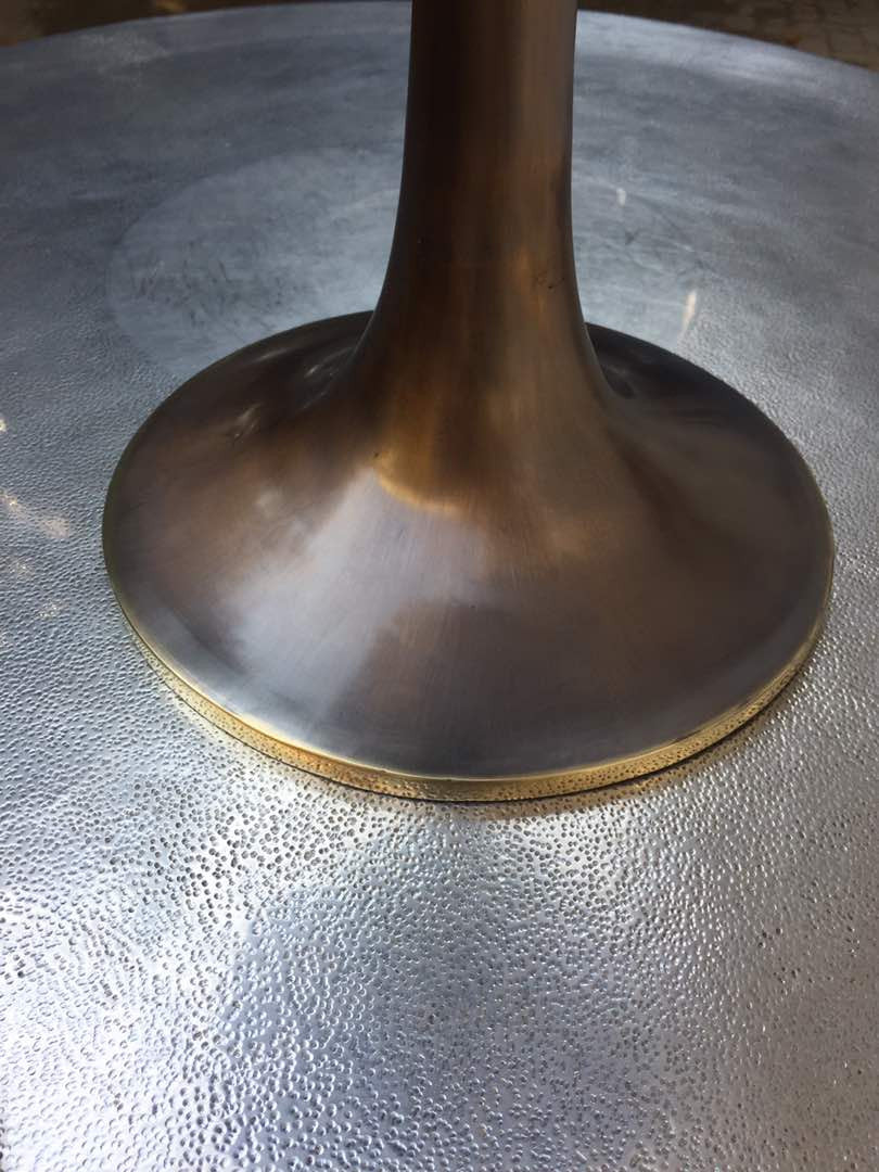 Handmade Cast Brass Tulip Side Table with Bronze Patina