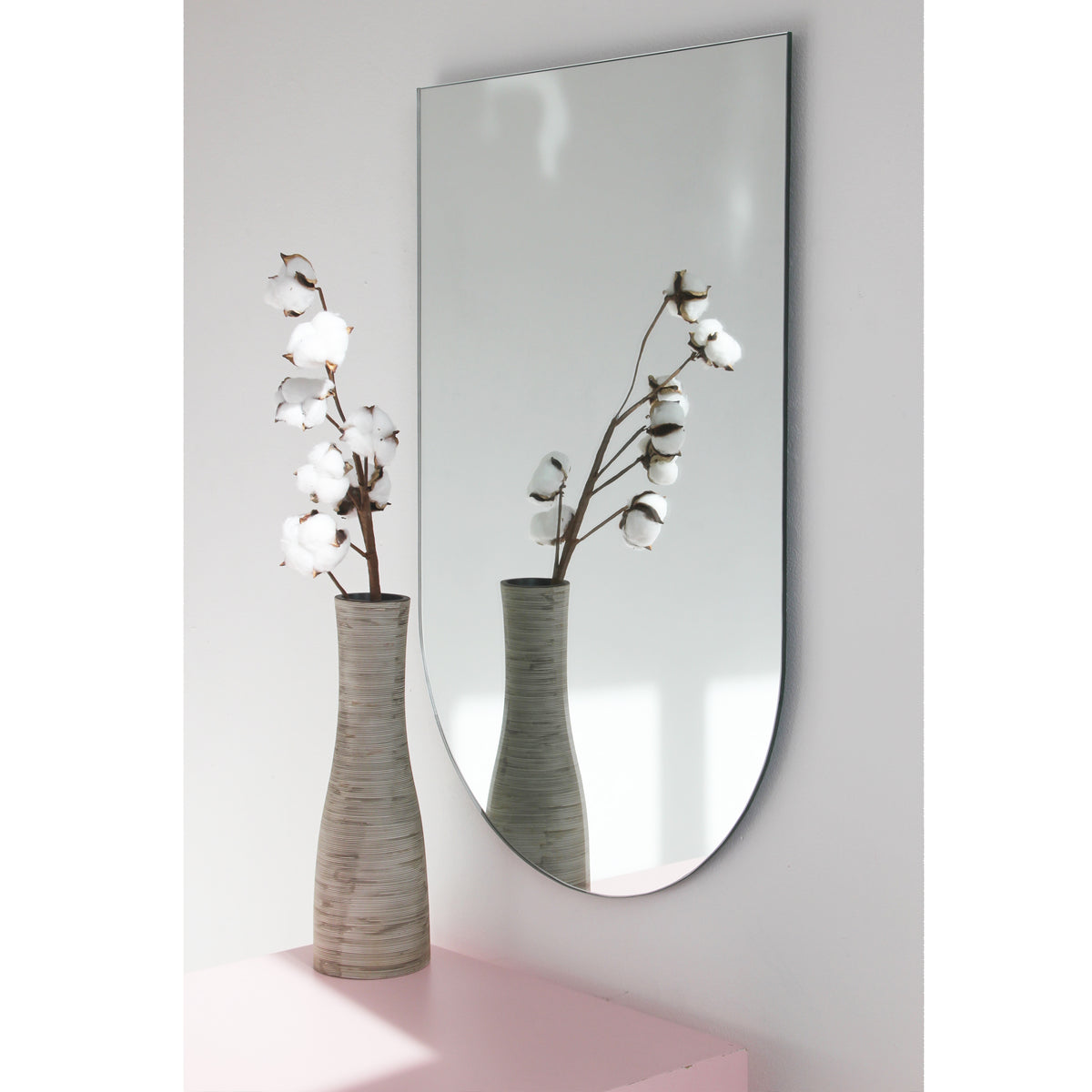 Arcus™ Arch shaped Minimalist Frameless Mirror with a Floating Effect, Large
