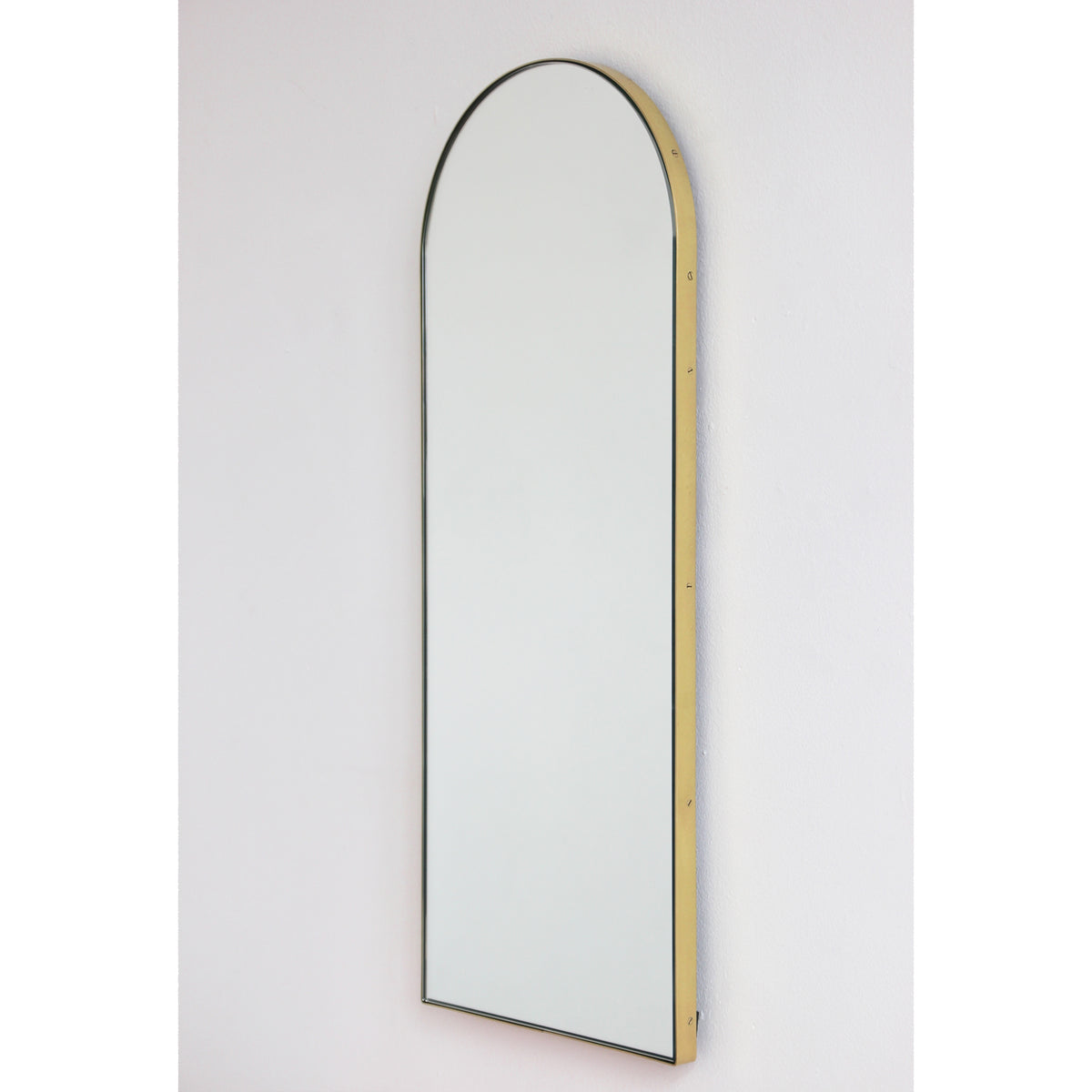 Arcus™ Suspended Arch shaped Bathroom Modern Mirror with a Brushed Brass Frame