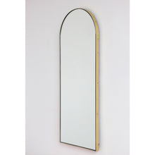 Arcus™ Suspended Arch shaped Bathroom Modern Mirror with a Brushed Brass Frame