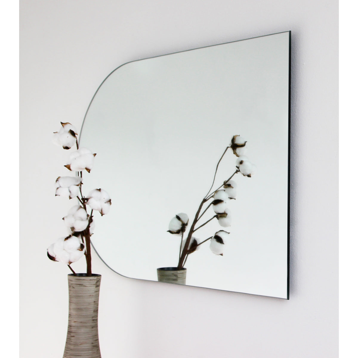 Arcus™ Arch shaped Minimalist Frameless Mirror with a Floating Effect, Large