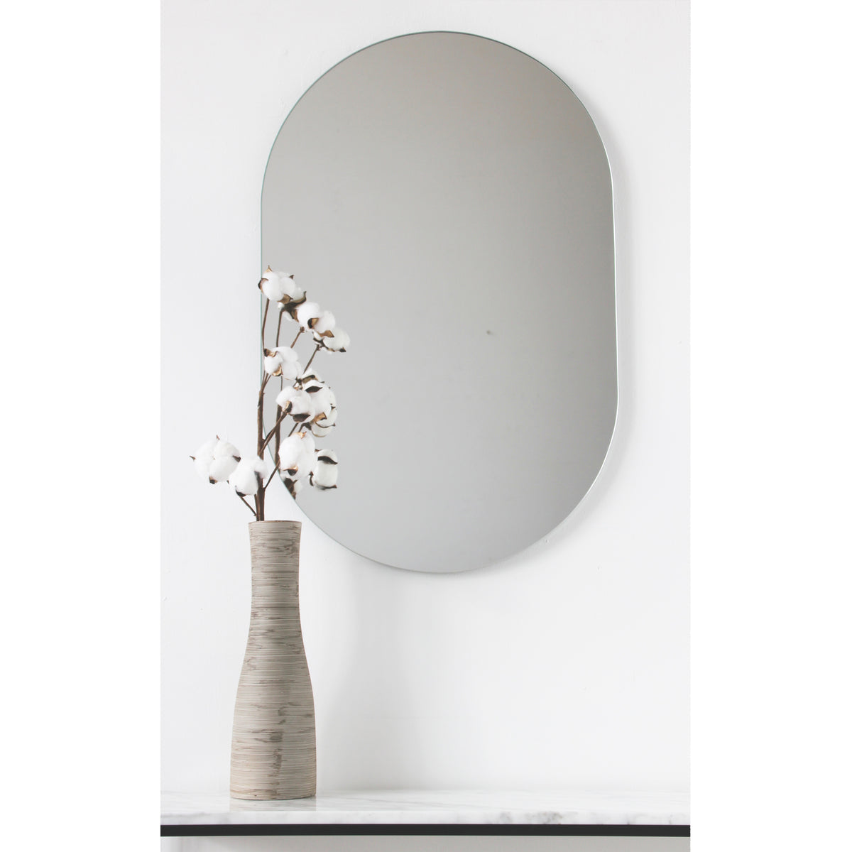 Capsula™ Capsule shaped Minimalist Frameless Mirror